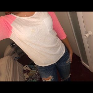 Bright pink baseball tee